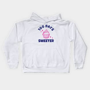 100 Days Sweeter - Happy 100 Days Of School Celebration Party Kids Hoodie